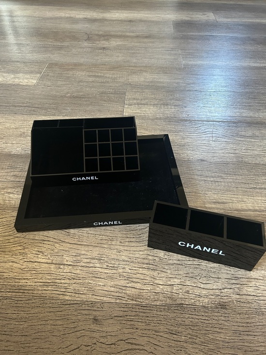 CHANEL Other - CHANEL GWP Black Vanity Organizer Set with White Logo